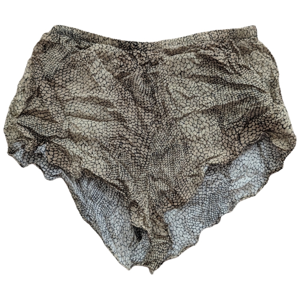 Zara Brown Black Snakeskin Elastic Cheekster Shorts Size Small